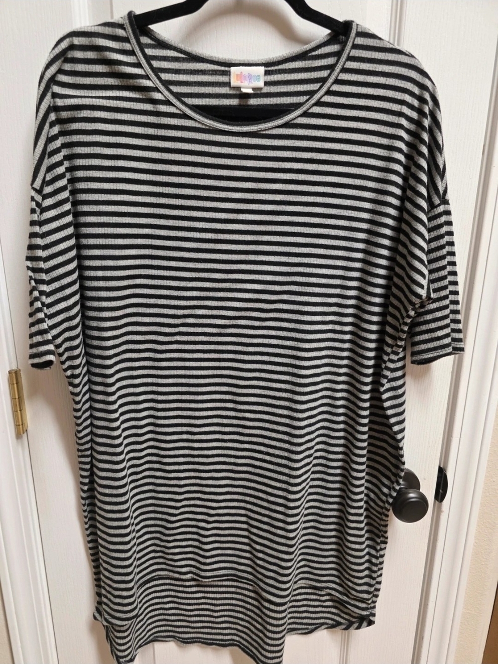 LuLaRoe Black and Gray Striped Women's Tunic